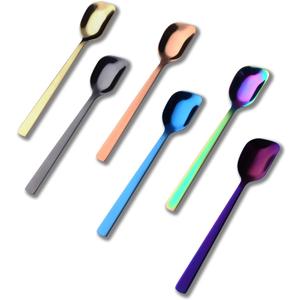 Nirosta Yogurt Spoon, Stainless Steel Gelato/ Ice Cream Spoon, Fruit Spoon, Dessert Spoon, 6.4-inch, Set of 6 (Color Set B)
