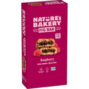 Natures Bakery Whole Wheat Fig Bars, Raspberry, Real Fruit, Vegan, Non-GMO, Snack bar, 1 box with 12 twin packs (12 twin packs) BB 6/8/26
