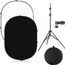 5x7ft/1.5x2m Chromakey Black White Backdrop with 7.8ft/2.4m Stand, 2-in-1 Reversible Collapsible Pop-Up Black White Screen Background Panel for Photography Studio, Live Streaming, Video Shooting