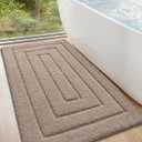 Color&Geometry Ultra Soft Bathroom Rugs Non Slip Washable,Absorbent Bath Mat Quick Dry,Premium Microfiber Plush Bathroom Rug for Bathtub and Shower Floor,Tan,24"x43" (Khaki-square)