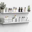 LaVie Home Floating Shelves, 47 Inch Wall Shelf Set of 2, Hanging Shelf with Invisible Brackets, Wall Decor for Bathroom, Bedroom, Living Room, Kitchen Storage, Modern White
