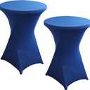Rakila 2 Pack 43x32 Inch Spandex Round Tablecloth Cocktail Royal Blue Table Covers Fitted Stretch Tablecloth for Wedding, Banquet, Party, Birthday