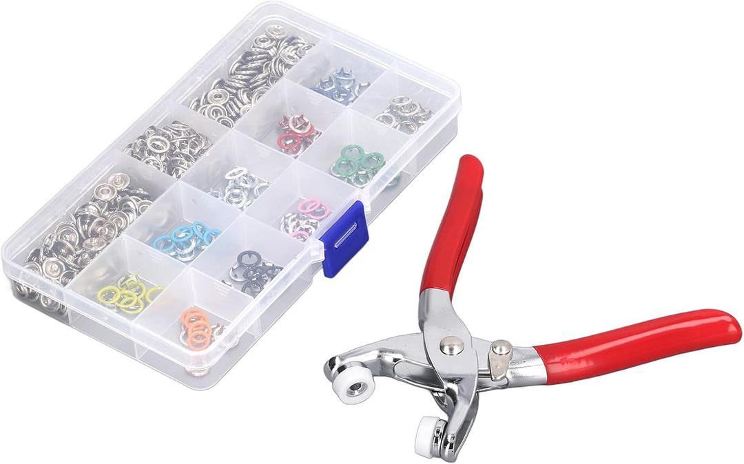 Metal Snap Button Kit - Snap Fastener Tool for Sewing Clothing Leather Crafting, 400 Sets in 10 Colors 9.5mm with Storage Box