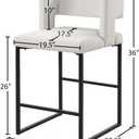 Meridian Furniture Caleb Collection Modern | Contemporary Counter Height Stool with Unique Square Back and Sturdy Iron Legs, Set of 2 Cream Velvet, 19.5" W x 20.5" D x 36" H
