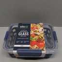 Ello Duraglass Meal Prep Container, 5 cup- Glass Food Storage Container with Silicone Sleeve and Airtight BPA-Free Plastic Lid, Dishwasher, Microwave, and Freezer Safe, Midnight