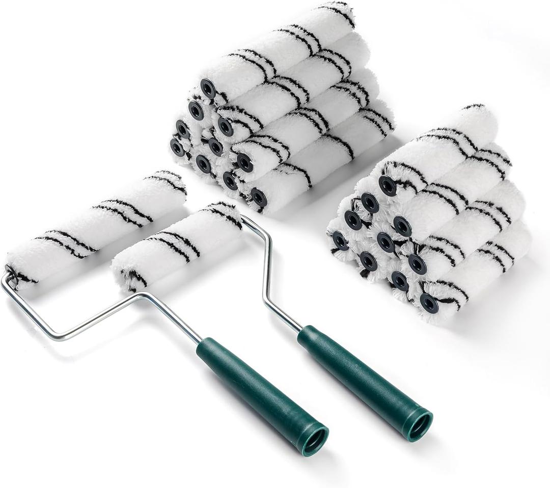 20 Pack 4 Inch and 6 Inch Microfiber Paint Roller Covers with 2pcs Anti Rust Metal Roller Frames, Professional Grade Painting Tools for Walls, Ceilings, Furniture