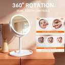 Auxmir Makeup Mirror with Lights, Double Sided 30X/1X Magnifying Mirror with Light, 3 Color Stepless Dimmable with Touch Screen, Rechargeable 360 Free Standing Vanity Mirrors for Bathroom, Bedroom