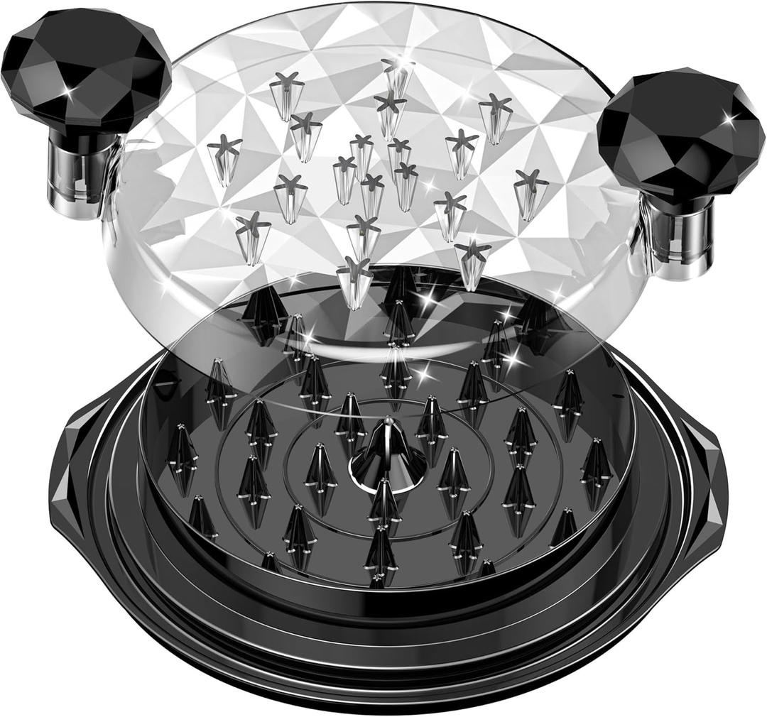 Chicken Shredder with Brush 10" Pro Chicken Shredder Tool Twist Stable Anti-Slip BPA Free Meat Shredder Tool Twist Ergonomic Handle Meat Grinder Dishwasher-safe Transparent Lid Black