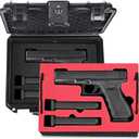 Lockable Handgun Case for Glock, TSA Gun Case for G17/G19/G20/G21/G22/G23/G31/G32/G37/G38/G43/G45, Waterproof Gun Case with Foam, Pistol Case for Transport & Storage