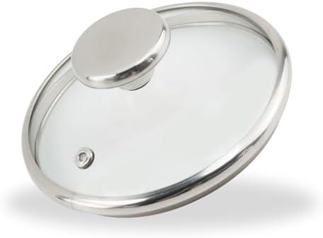 LC LICTOP Tempered Glass Lid for 5.5 Inch Cookware, Steam Vented Cover, Dishwasher & Oven Safe up to 400F, Universal Replacement for Pans & Skillets, Rounded 304 Stainless Steel Rim with Round Knob