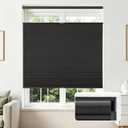 Joydeco No Tools No Drill Blinds for Indoor Windows, Cordless Window Blinds Cellular Shades Top Down Bottom Up Blackout Honeycomb Blinds Thermal Insulated Noise Reduction (Black, 27" W x 64" H)