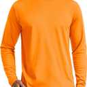 TACVASEN Men's Long Sleeve UPF 80+ Shirts Sun Protection UV SPF Shirts Rash Guard Fishing Running Quick Dry Lightweight (Orange, L)