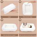 Square Cat Bed Orthopedic Pet Bed with Pillow Super Soft Rabbit Fur Small Dog Beds, Calming Plush Kitten Bed with Removable Washable Cover & Anti-Slip Bottom Bed for Cats self Warming