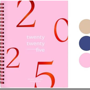 Rileys & Co 2025 Floating Weekly Planner - Annual Weekly & Monthly Agenda Planner, Jan - Dec 2025, Flexible Cover, Notes Pages, Twin-Wire Binding (6 x 8-Inches, Pink), 5 PCS