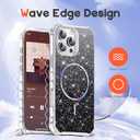 Compatible with iPhone 16 Pro Max Case Magnetic Glitter iPhone 16 Pro Max Phone Case 6.9" with Curly Wavy Frame Design [Bling & Cute][Compatible with Mag-Safe],Black