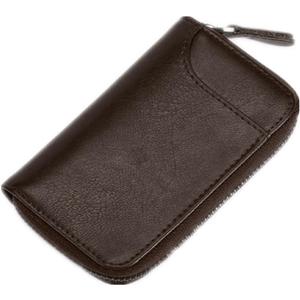 BAKUN Large Zipper Leather Car Key Case, Key Holder Key Organizer Wallet, With 16 Hooks(Brown)