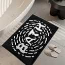 Black and White Non-Slip Bathroom Rug, Soft Absorbent Bath Mat, Machine Washable and Quick-Drying, Perfect for Bathtub, Bedroom, Shower, and Living Room, 20" x 32"
