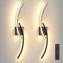 Battery Operated Wall Sconce Set of 2, 3000K-6000K LED Dimmable Battery Wall Sconces with Remote Control, USB Rechargeable 31.4 inch Black Wireless Wall Lights for Living Room, Bedroom, Staircases