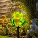 QH Garden Solar Frog Lights - Waterproof Frog Figurines for Outdoor Garden Decor, Perfect Statue Gifts - Solar Power LED for Garden, Lawn, Patio, Pathway