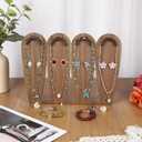 Tikea Wooden Jewelry Display Stand  Display Holder for Necklaces Bracelets Earrings, Jewelry Holder with 16 Earring Holes, Gift for Women and Girls 12 x 8.3 inches