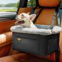 Conlun Dog Car Seat Booster for Small Pet Under 20lbs, Portable Travel Puppy Car Seat with Internal Steel Frame, Comfort Cushion & Storage Pockets, Adjustable Straps Fit Most Cars, Black