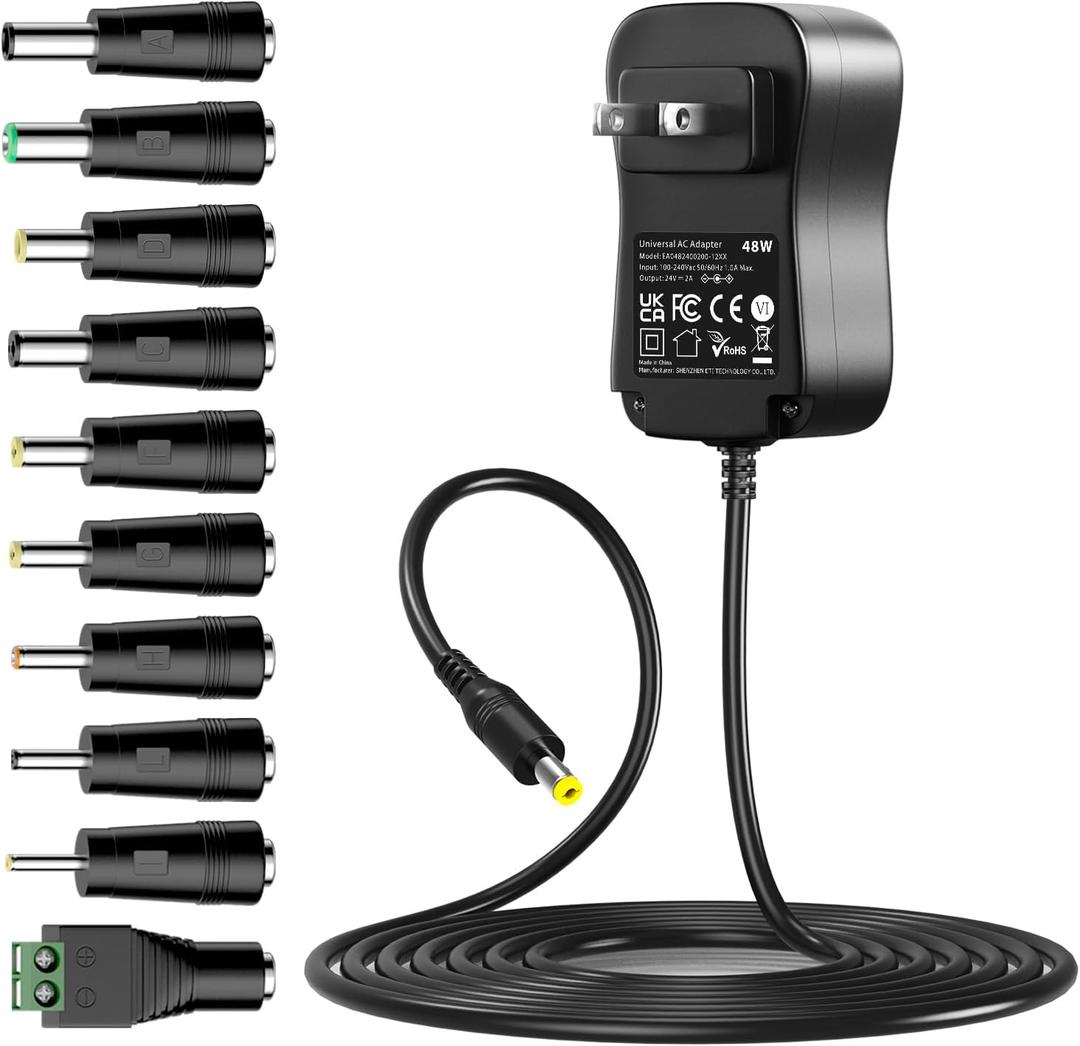 24V 2A Power Supply DC 24V Power Cord Universal AC Adapter Charger for LED Strip Lights Ride On Toys Massage Gun 24 Volt 2 Amp 1.5A 1A 0.75A 0.7A 0.65A 0.6A 0.5A 700mA 650mA 600mA 500mA