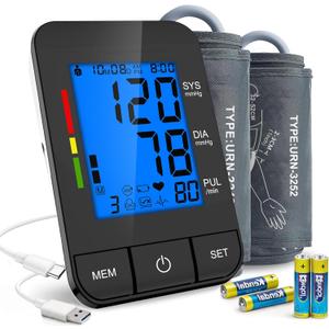 Automatic Upper Arm Blood Pressure Monitor for Home Use with 9-17in & 13-21in L/XL/Extra Large Cuff, Accurate Measurement Guidance, Portable Fit Big Arms BP Machine