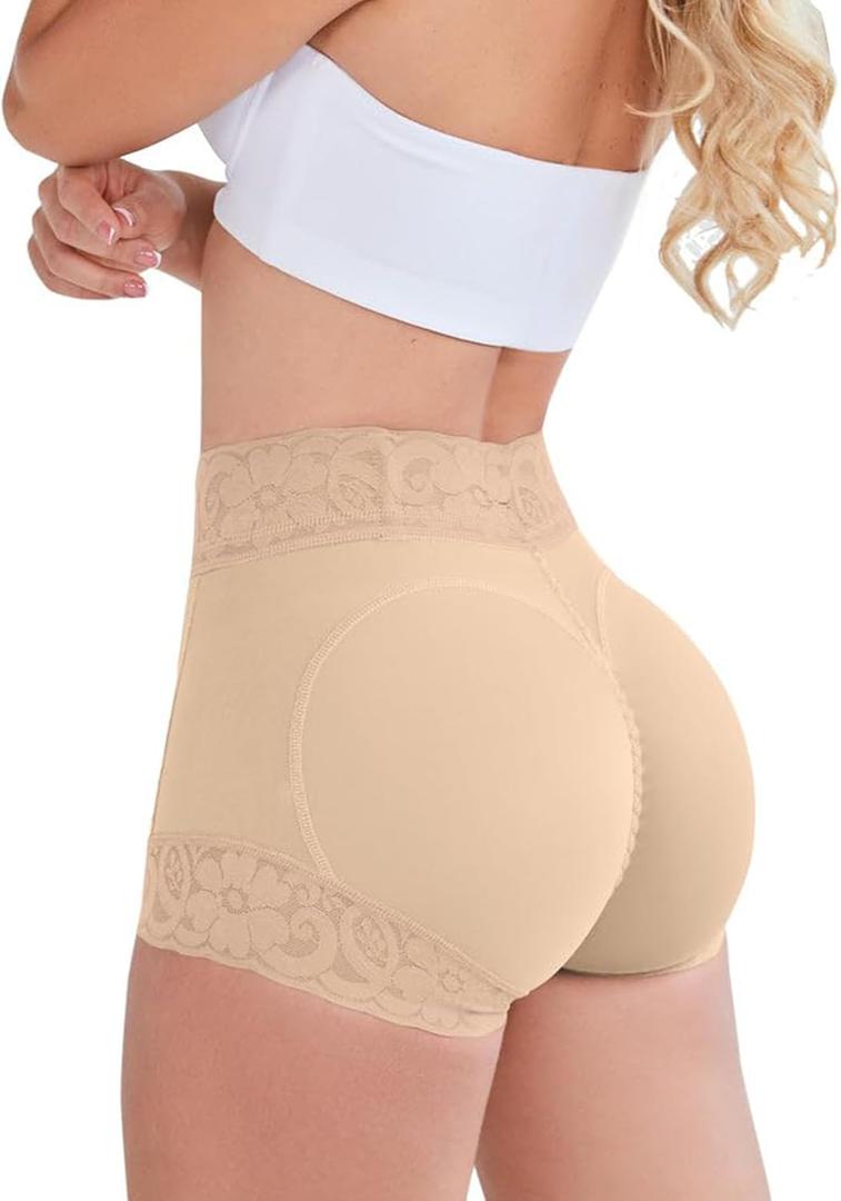 Butt Lifting Panties, Tummy Control Shapewear for Women Compression Underwear Short Lace Butt Lifter Shapewear (Medium, Skin-1)