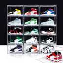 12 Pack Shoe Boxes,Acrylic Shoe Display Box,Stackable clear shoe box,Clear Plastic Stackable Sneaker Box,Shoe Containers,Shoe Case,Sneaker Storage,Fits Up to Size 14