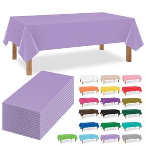 Kongdaoth Lavender 16 Pack 54 x 108 Inch Plastic Tablecloths, Disposable Rectangle Tablecloth, Party Table Cover Plastic Table Cloth