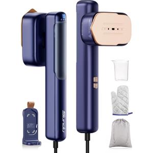 Smart Travel Steamer for Clothes, 100V-240V Portable Iron, 15s Fast Heat Up, 2 in 1 Steamer & Iron, LED Display, 100ml Water Tank, Compact Travel Size for Worldwide & European Use Turquoise Blue