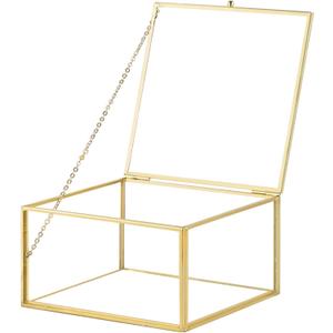 Vintage Square Gold Keepsake Box - Home Decor Organizer Box With Lid, Ideal for Jewelry, Trinkets and Accent Decor