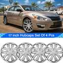 17-Inch Silver ABS Hubcaps with Steel Rings & Adjusters, Patented Design, Universal Fit, Set of 4 Wheel Covers (Silver)