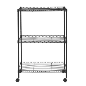 3-Tier Rolling Metal Utility Cart for Kitchen Bathroom, Black