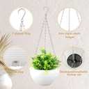 Zopeal 16 Pack Self Watering Hanging Planters 8 Inch Indoor Outdoor Hanging Planter Pots White Plastic Hanging Flower Pots Hanging Planter Basket Container with Drainer and Hanging Chain