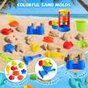 Beach Toys, 19 Piece Sand Toys Set Kids Sandbox Toys Includes Water Wheel Beach Tool Kit Bucket Watering Can Molds with Mesh Bag for Kids Ages 3-13, Medium, Small