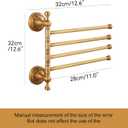 Wall Mounted Bathroom Folding Towel Rack, 4 Towel Bars Antique Brass Pattern Carving,Brushed Bronze