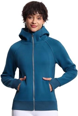 THE GYM PEOPLE Women's Zip Up Hoodies Fleece Workout Jackets Sweatshirts with Pockets Thumb Hole Size L