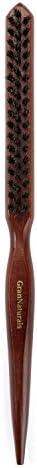 GranNaturals Teasing Boar Bristle Hair Brush for Women - Slick Back Comb with Rat Tail Pick for Hair Sectioning Used for Edge Control, Backcombing, Smoothing, and Styling Fine Hair to Create Volume