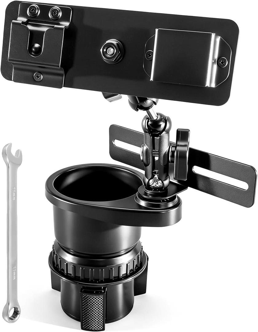 Cup Holder Expander Mount for Satellite Radio CB Mic and Walkie Talkie | Universal 3-in-1 Car Organizer Hanger, 2.6-3.5In Adjustable, No-Drill Installation