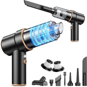 KMM Handheld Car Vacuum Cleaner, 11000PA Vacuum Cleaner & Air Duster, 120W High Power Vacuum Portable Cordless, Hand Held Vacuum Rechargeable with Multi-Nozzles & LED Light for Home, Car, Office