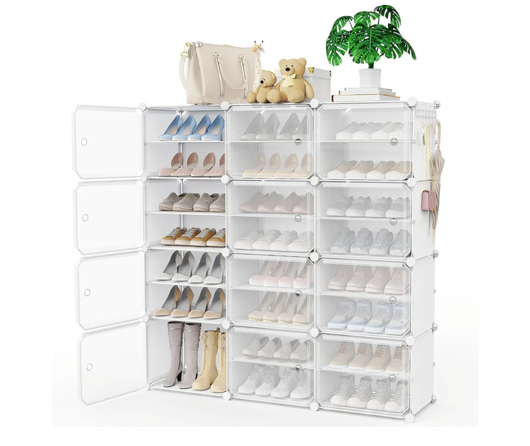 Portable Shoe Rack Shoe Organizer for Closet Entryway 48 Pairs Shoe Rack Organizer with Doors Shoe Storage Organizer Shoe Rack with Cover Shoe Organizer Cabinet Shoe Rack for Closet Entryway Bedroom