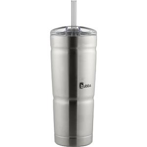 Bubba Envy Stainless Steel Tumbler with Straw, Stainless Steel with Clear Lid, 24oz