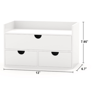 Wisuce Bamboo Desk Organizer  Mini Bamboo Desk Drawer Tabletop Cosmetic Storage Organization for Office or Home White with Shelf