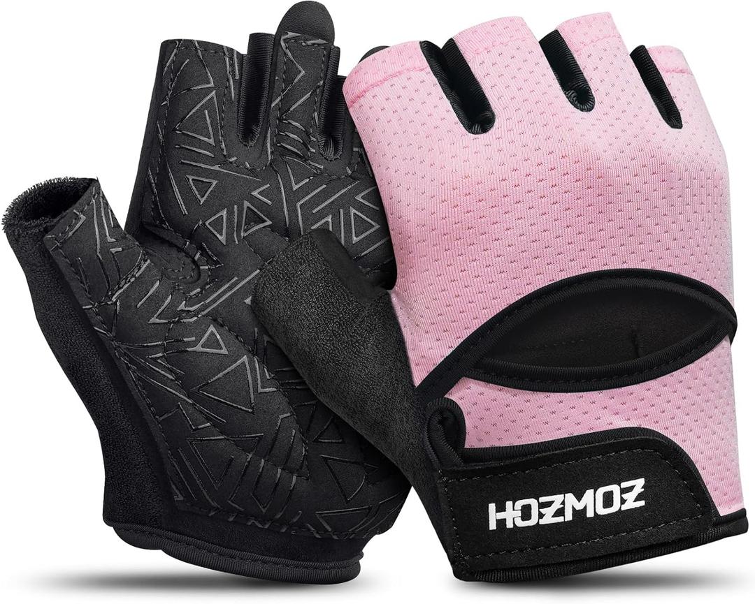 HOZMOZ Ventilated Weight Lifting Gloves, Thick Padded Workout Gym Gloves with Full Palm Protection & Grip & Shock Absorption for Women & Men's Fitness Exercise Training, 265803