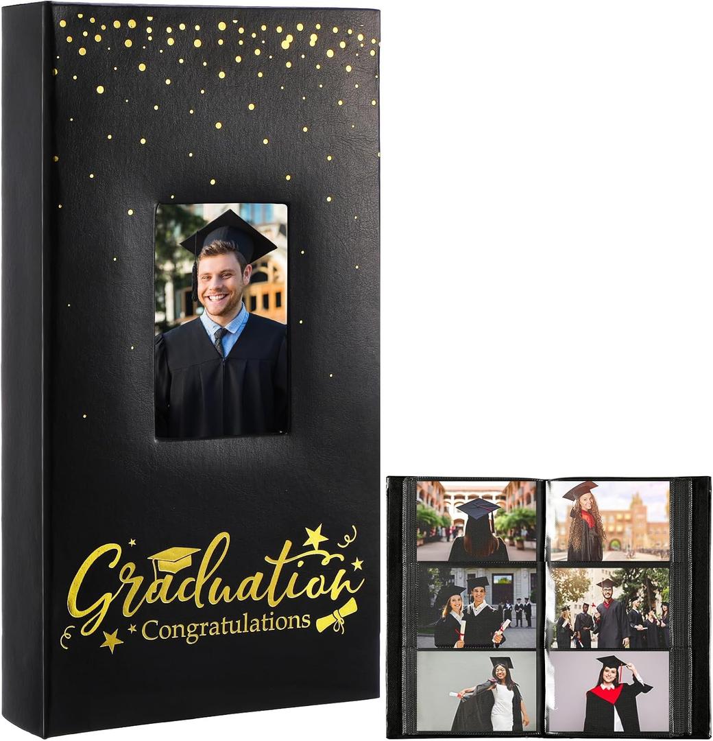 300 Pockets 2026 Graduation Photo Album 13 x 6 in Leatherette Cover Class of 2026 Graduation Photo Album Book for 4" x 6" Picture Memory Scrapbook for High School Graduate Student College Party Gift