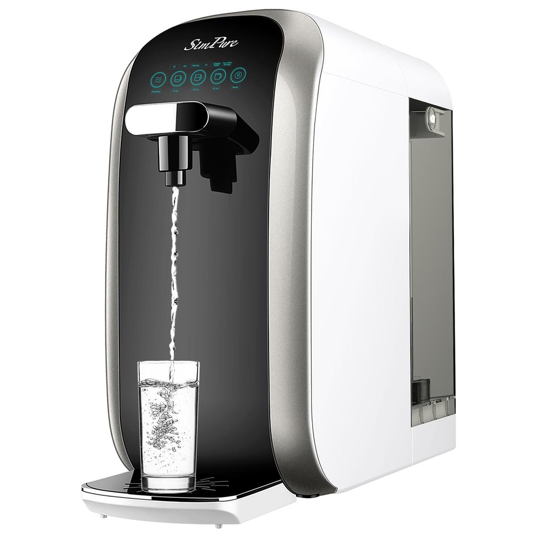 SimPure Y7P-BW UV Countertop Reverse Osmosis Water Filter, NSF/ANSI 58 Certified, 5 Stage RO Water Filtration System, Water Purifier for Home, No Installation, 4: 1 Pure to Drain, Classic Pure Taste