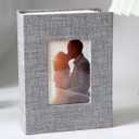 Photo Album 4x6 with Linen Cover, Small Photo Album Book for Holds 100 Pictures, portable photo album for Family, vacation photo book (Gray)