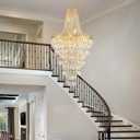 High Ceiling Chandelier 13-Light Gold Modern Crystal Chandeliers Pendant Light Foyer Chandelier Fixtures for Staircase Entryway Hallway Living Room, Adjustable Length H40 x W22