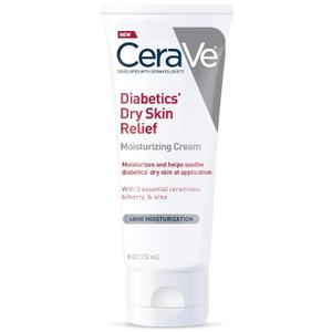 CeraVe Moisturizing Cream for Diabetics Dry Skin, Urea Cream with Bilberry for Face and Body, Fragrance Free & Paraben Free, 8 Ounce
